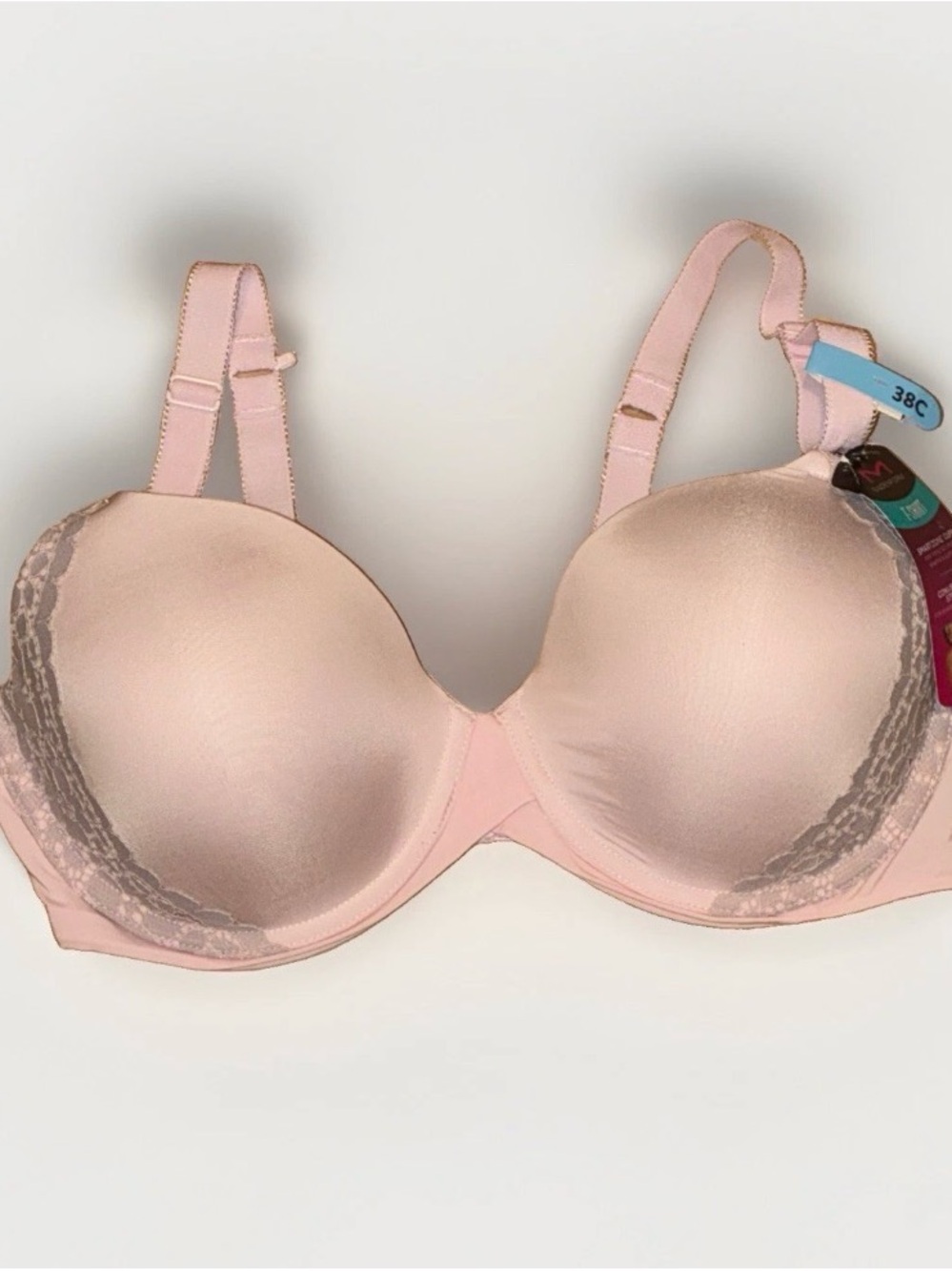 Maidenform Blush Pink Molded Underwire Bra with Lace Accents